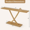 thumbnail image 3 of Costway 57” Solid Wood Console Table, Narrow Farmhouse Sofa Table with Teak Wood Frame Natural-57”, 3 of 11