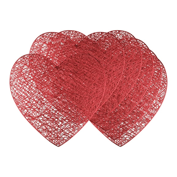 Unique Bargains Heart Shape Placemats Set of 6 for Home Decor Red