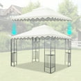 thumbnail image 2 of 10x10 Ft Replacement Gazebo Canopy, Double Tiered Outdoor Patio Tent Roof Cover with Wavy Border, UV Protection & Water Repellent Polyester Fabric, Khaki (Frame Not Included), 2 of 5