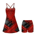 thumbnail image 5 of Psesaysky Red Polynesian Print Athletic Dress for Women Square Neck Sleeveless Spaghetti Strap Tennis Dress for Yoga Golf Exercise, Size M, 5 of 5