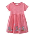 thumbnail image 1 of MIASHUI Robe Décontractée à Manches Courtes pour Filles, Col Rond, Ligne A, Dessin Animé, Rose, 3-4 Ans, 1 of 6