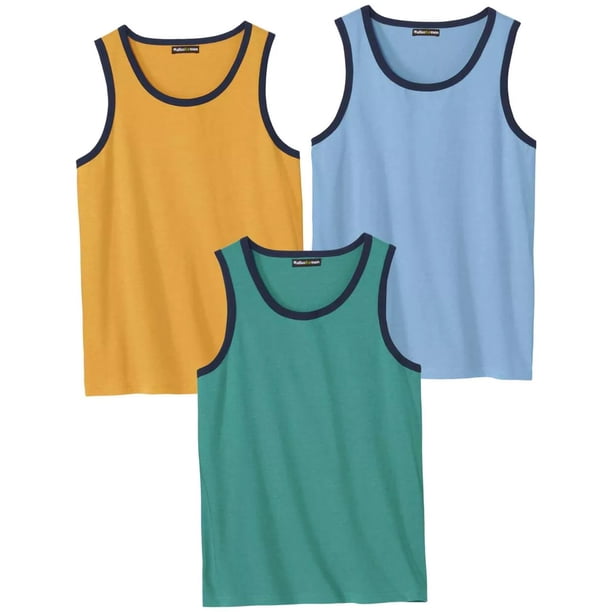 Atlas For Men - Camiseta Sin Mangas Colores para Hombre - Pack de 3 (Amarillo, Azul, Verde)