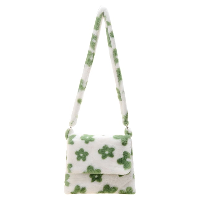 Sywqhk Bolso Bandolera Grande Con Patrón De Piel Suave Para Mujer (Flor Blanca Y Verde) Sywqhk Para estrenar