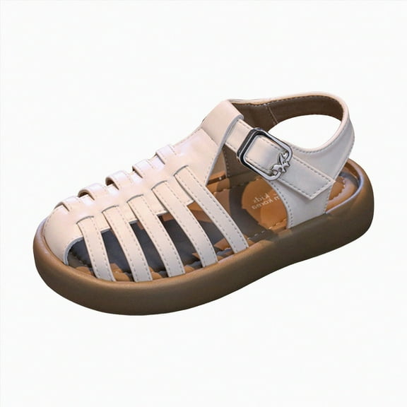 Godom Girls Sandals Soft Closed Toe Princess Flat Shoes Summer Sandal for Toddler Little Big Kid