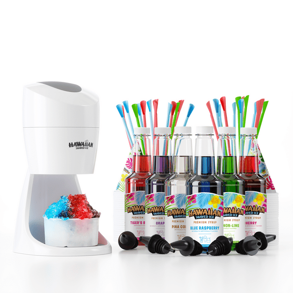 Hawaiian Shaved Ice S900A Electric Snow Cone Machine with 6 Syrups and Accessories
