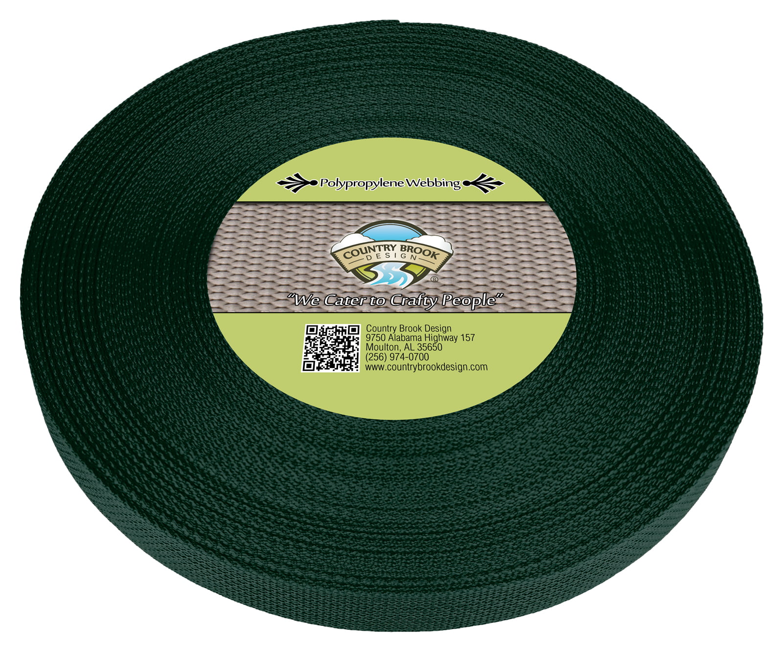 100 Yards Country Brook Design® 1 Inch Green Polypro Webbing 