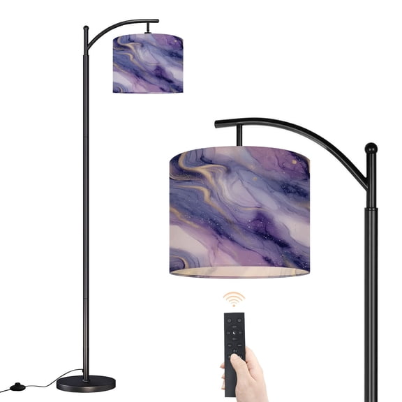 Arc Floor Lamp with Adjustable Lampshade Abstract Geometric Bold Shapes Vibrant Colors Standing Lamp 3 Color Temperatures Dimmable Tall Pole Lamp with Foot Switch for Bedroom