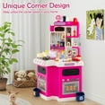 thumbnail image 4 of Costway Kids Kitchen Playset with Sounds Lights Steam Play Sink 113 PCS Accessories Pink, 4 of 9