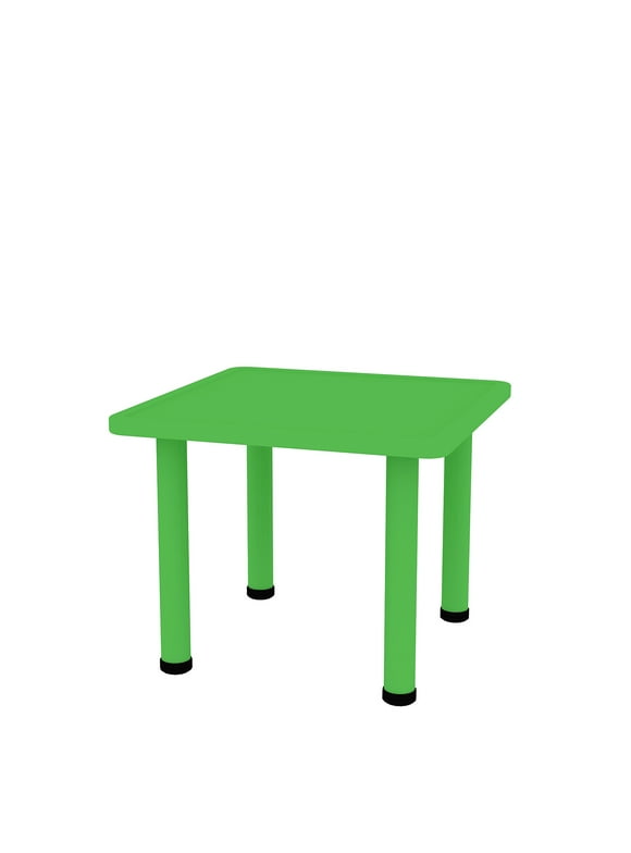 Homelala - Kids Table Height Adjustable 18.25 inches to 19.25 inchess - Square Shaped Plastic Activity Table with Metal Legs for Preschool School Learn Play 24” x 24” - Green