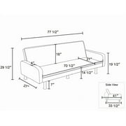 Aukfa 78 Square Arm Futon Sofa Bed Upholstered 3 Seat Couch for Home Office, Flannel, Orange