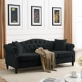 thumbnail image 2 of 79" Chesterfield Sofa Black Velvet for Living Room, 3 Seater Sofa Tufted Couch with Rolled Arms and Nailhead for Living Room, Bedroom, Office, Apartment, Two Pillows (Black), 2 of 11