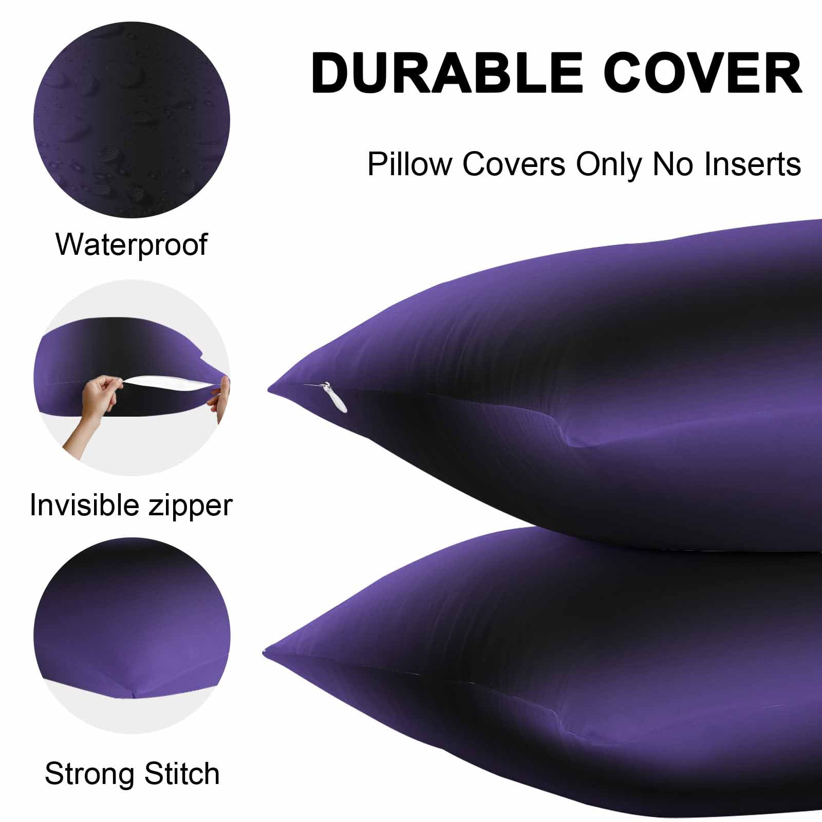 Outdoor Waterproof Throw Pillow Covers Set of 2 Ombre Black Purple Decorative Pillowcases Square Outdoor Pillows Cushion Case 18x18 Inch Gradient Color Patio Pillows for Couch Sofa Bed Garden