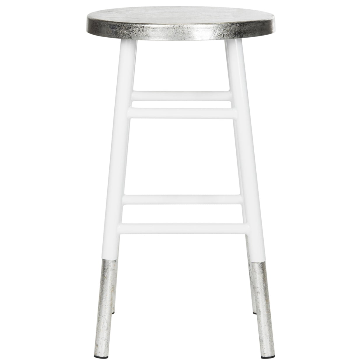 SAFAVIEH Kenzie Iron Silver Dipped 24" Counterstool, White
