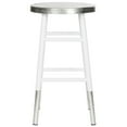 thumbnail image 2 of SAFAVIEH Kenzie Iron Silver Dipped 24" Counterstool, White, 2 of 7