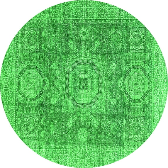 Ahgly Company Indoor Round Abstract Green Modern Area Rugs, 7' Round
