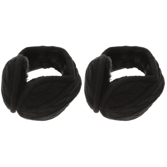 NICERIO Black Adjustable Earmuffs Unisex Winter Ear Warmers for All Ages 2Pcs