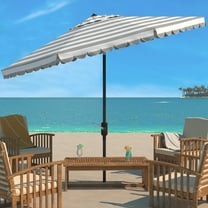 Safavieh Vienna 11ft Round Crank Metal Umbrella in Gray and White