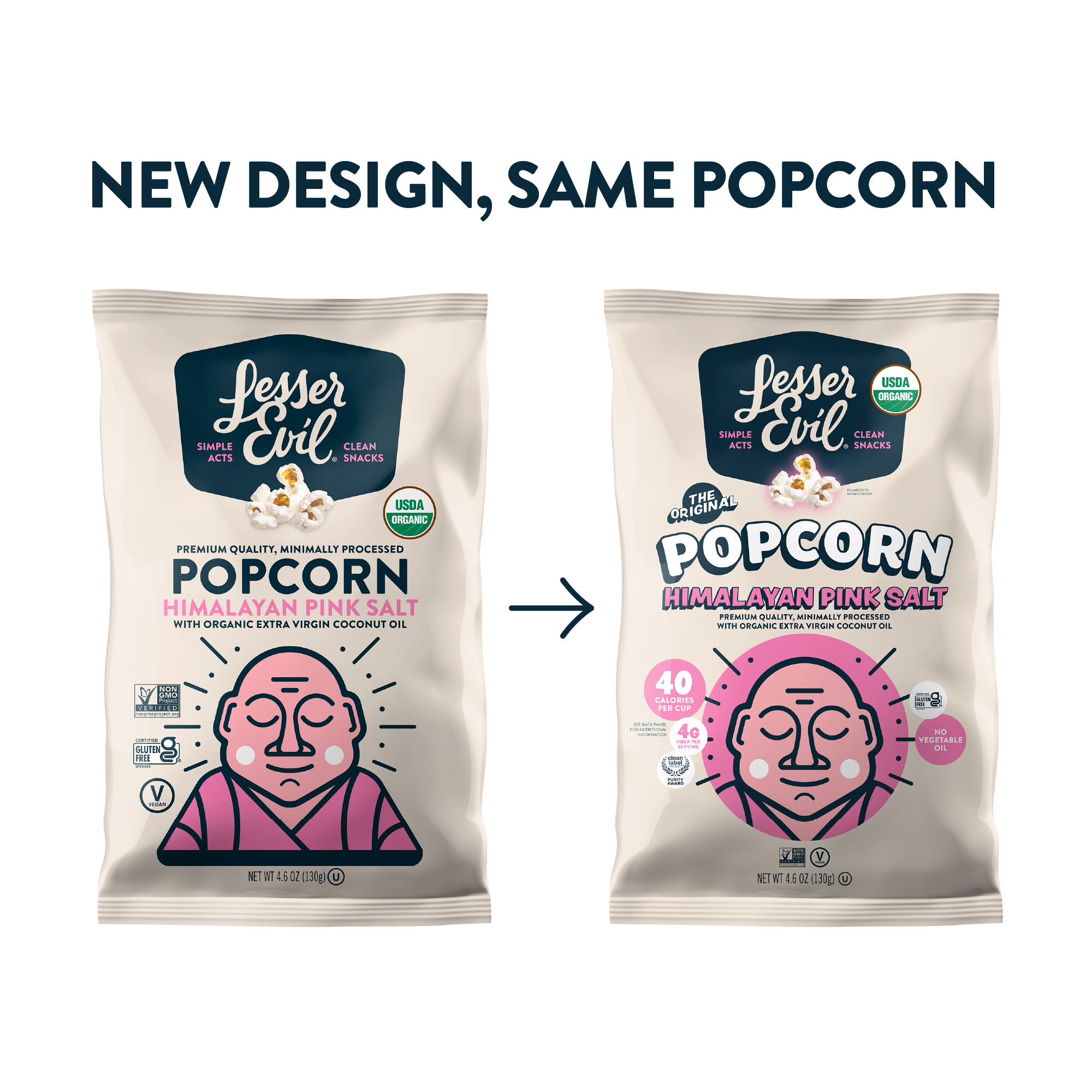 LesserEvil Organic Popcorn, Himalayan Pink, 4.6 oz - image 3 of 8