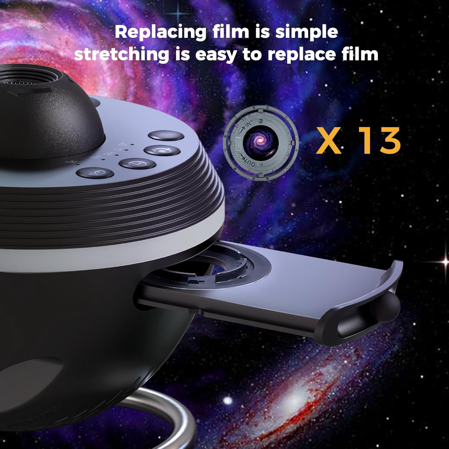 Galaxy Projector, 13 Film Discs Star Projector Night Light, Home Planetarium Space Northern Lights Ceiling Starry Sky Light, 360° Rotating with Timer, Gift for Kid Adult Bedroom