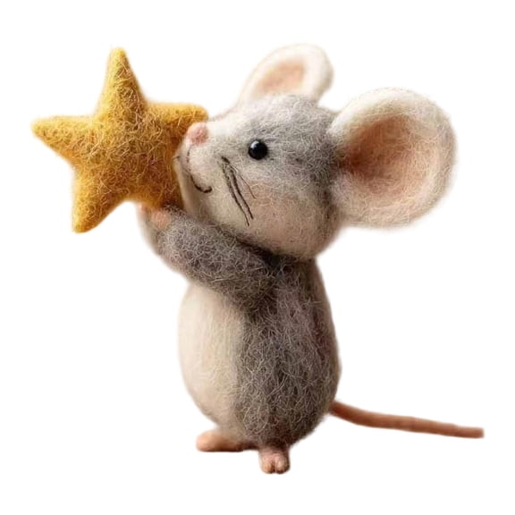Handmade Felt Mice Statue Charming Figurine Animal Ornament Soft Wool for Christmas Holiday Fireplace Decor