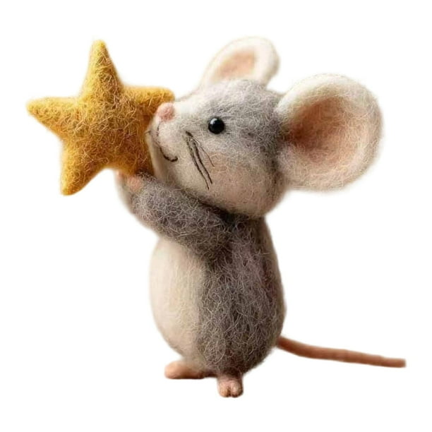 Ratones hechos a mano con adornos de muñecos de ratón estrella, miniatura navideña creativa para interiores Estilo B