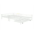 thumbnail image 5 of Full XL over Queen Bunk Bed with Trundle for Kids Teens Adults, Metal Bunk Bed Frame with Ladders and Full-Length Guardrails for Bedrooms, Space-Saving, White, 5 of 9