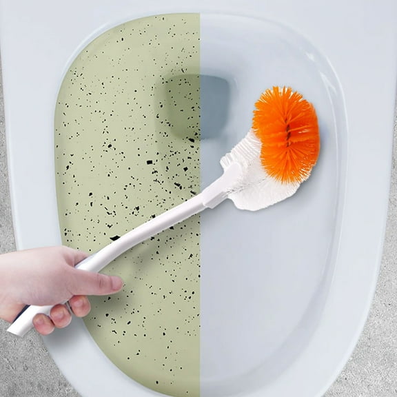 Orange Toilet Brush with Holder | Ergonomic Handle for Bathroom Cleaning | High-Density Bristles Remove Stains | Compact Design with Hanging Hole for Easy Storage