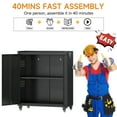 thumbnail image 3 of Firstsky Metal Garage Storage Cabinet with Wheels, Adjustable Rolling Tool Storage Cabinet with Lock, 34" Steel Locking Tool Cabinet with Doors and Shelves（Black）, 3 of 8