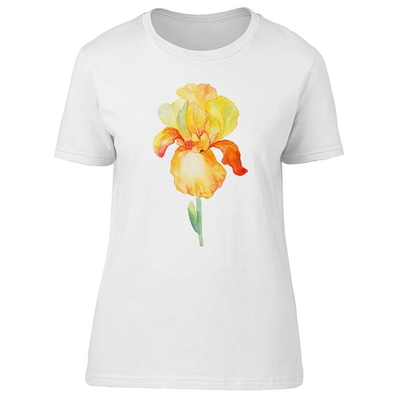 Yellow Watercolor Iris Flower T-Shirt Women -Image by Shutterstock, Female Medium