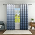 thumbnail image 3 of Aofoto Grid Texture Insulated Blackout Grommet Curtain,Blue,2 Panel, 42x63 inches, 3 of 5