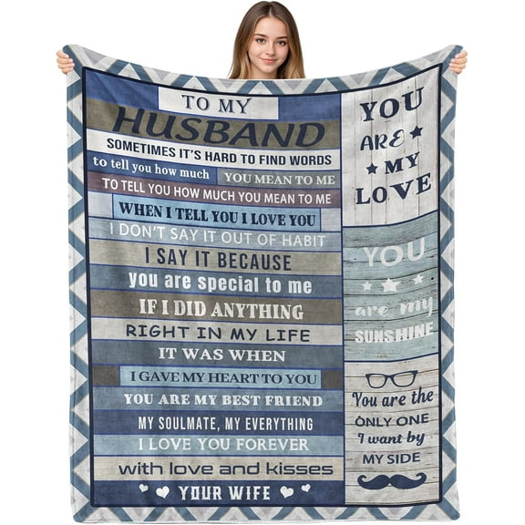 Gifts for Husband Birthday, Husband Birthday Gift, Husband Gifts Blanket from Wife, Cool for Husband/Men/Him, Gift for Husband Birthday, Husband Blanket 50" X 60"