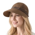 thumbnail image 3 of SAZBJOJN Visor Hats for Women Foldable Packable Wide Brim Sunscreen Trucker Hat Women's Summer Sun Hat Adjustable Ponytail Friendly Breathable Baseball Cap Brown, 3 of 4