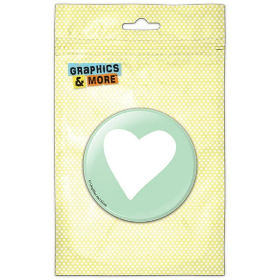 White Heart on Mint Green Pinback Button Pin Badge