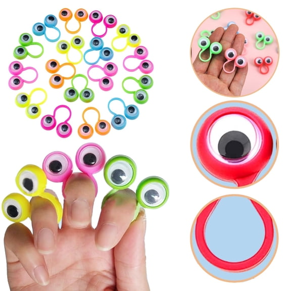 Goowood Finger Puppets Wiggly Eyeball Finger Puppet Rings Googly Eyes Hand Puppets for Toddlers Kids Party Favors Eyeball Ring Toy