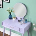 thumbnail image 2 of Maly Contemporary Wood Vanity and Stool Set, Purple, 2 of 4