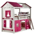 thumbnail image 2 of Donco Kids Sweetheart Twin over Twin House Bunkbed with Pink Tent, Twin over Twin, White & Pink, 2 of 3