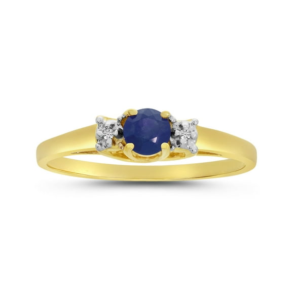 10k Yellow Gold Round Sapphire And Diamond Ring