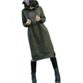 thumbnail image 3 of Women's Thickening Long Fleece Sweatshirt String Hoodie Dress Pullover Plus Size, 3 of 5