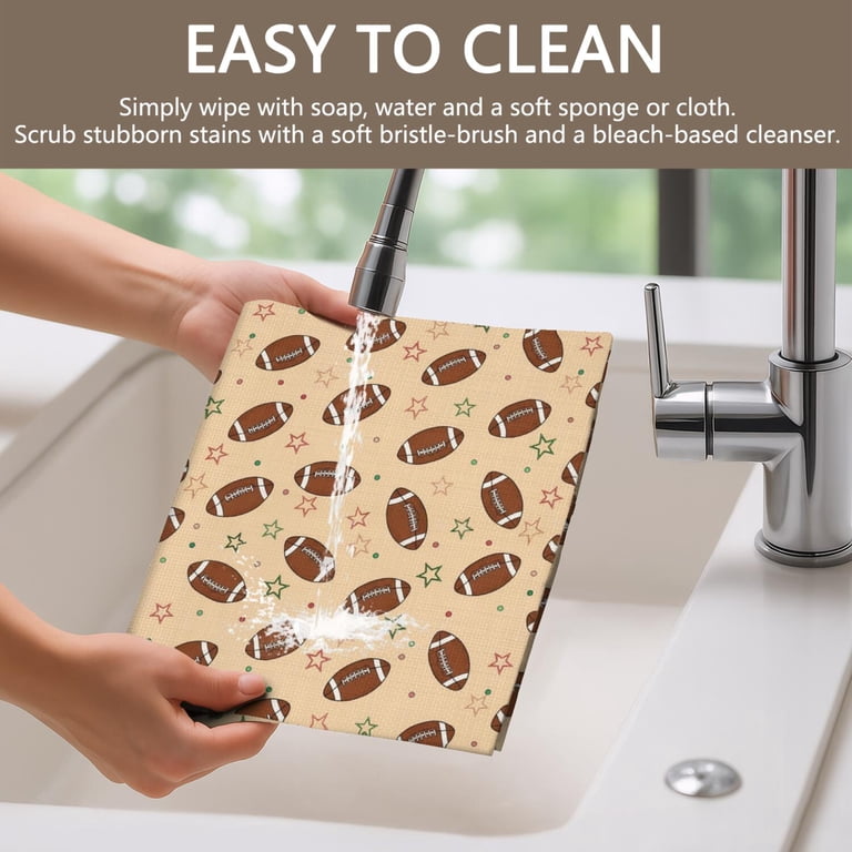 Football Star Beige Pattern PVC Woven Placemats Set Of 2, Bar Counter ...