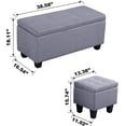 thumbnail image 3 of Hinged Storage Ottoman Set of 3, 38'' Living Room Storage  with Thick Seating, 2pcs Small Square Dorm Stool Couch Side Foot Rest, 3 of 9