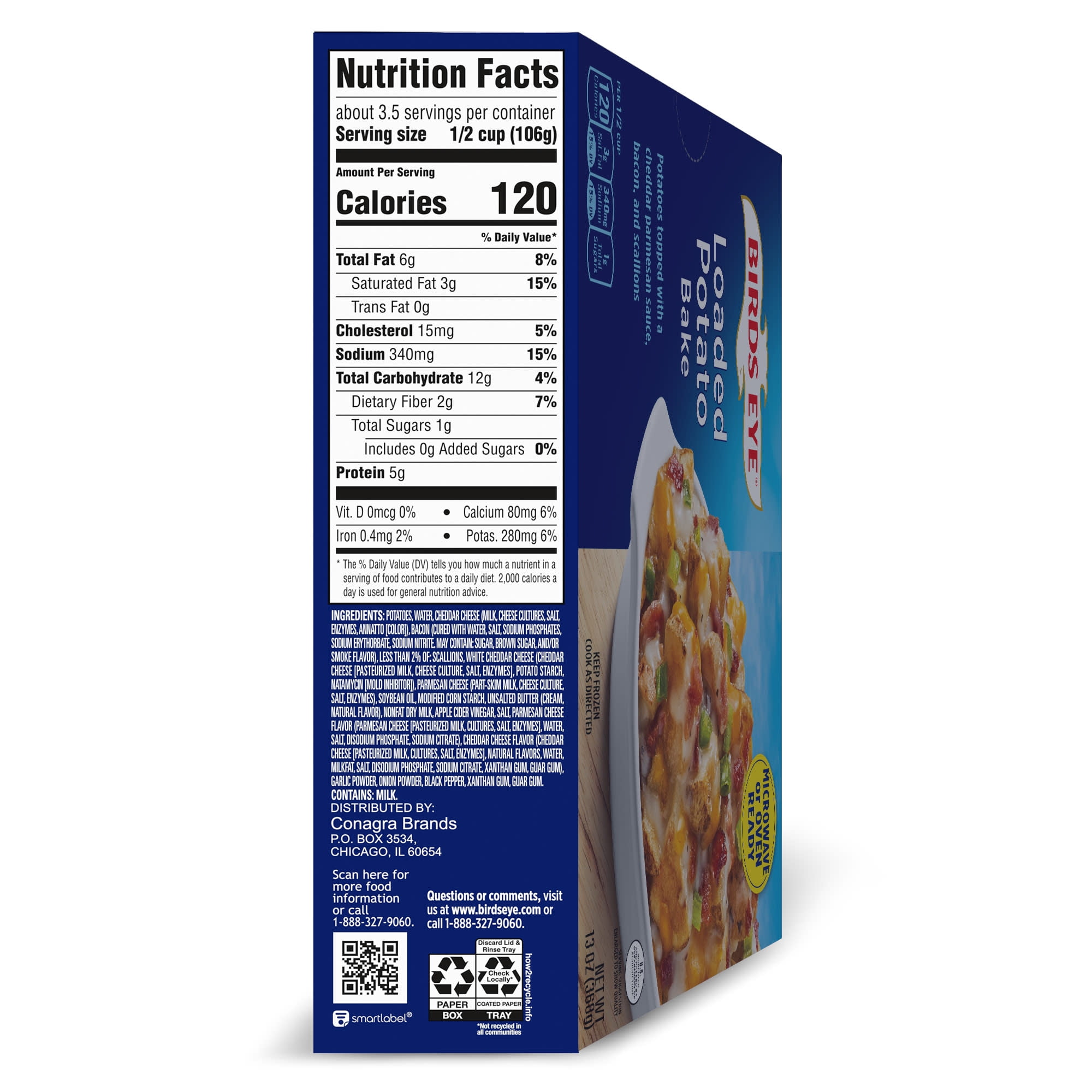 Birds Eye Loaded Potato Bake, Frozen Side, 13 oz. Box