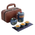 thumbnail image 1 of DOLITY Travel Tea Set Teacups Ceramic Kung Fu Teapot for Business Home Office Trips, 1 of 9
