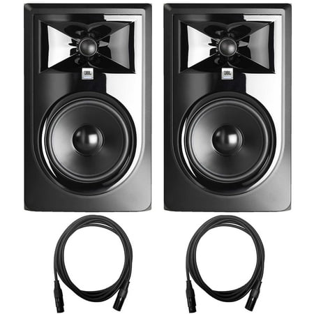 (2) JBL Professional 306P MkII Powered 6 Two-Way Studio Monitor Speakers with Cables Package