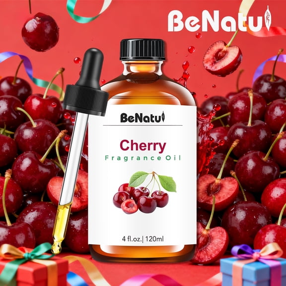 BeNatu Cherry Fragrance Oil, 4 fl oz (120ml) Sweet Fruity Scented Oil for Diffuser, Candle Making, Soap Crafting, and Home Fragrance Use