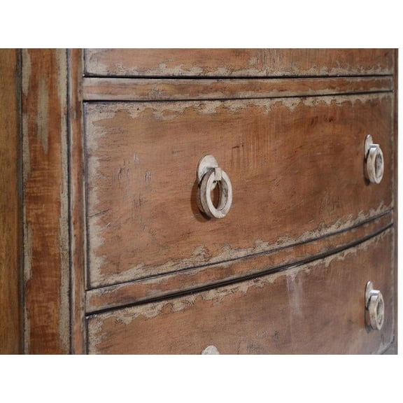 Rustic Pecan Vintage Style Athens Bow Front Chest