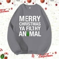 thumbnail image 2 of Hoodies for Men Mens Christmas Fall Plus Size Hoodless Pullovers Fashion Sweatshirts Holiday Logo Print Clothing Tops Foreign Hoodie Men Sweatpants Set No Hood Hoodie Equator Sweatshirt with Gray 3XL, 2 of 4
