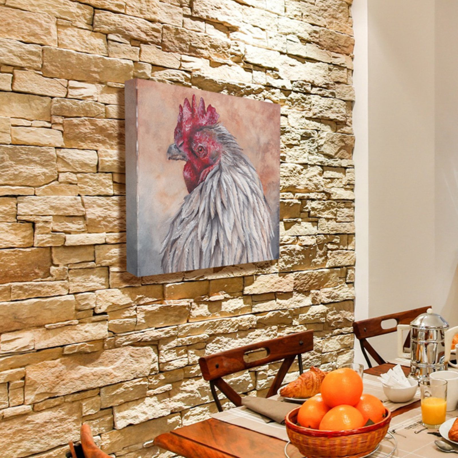 The Stupell Home Decor Collection Rust Orange Painted Rooster Portrait Wall Art