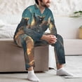 thumbnail image 7 of Salouo Starry Sky Cloud Wolf Print Button-Front Long Sleeve Pajama Set for Men, Soft 2Pjs Men's Long Sleeve Sleepwear-Large, 7 of 7