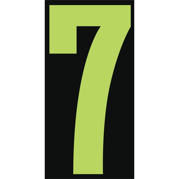 5 1/2" Windshield Numbers And Symbols - Neon Green/Black - "7" - 3ʺW x 5 1/2ʺH - Pack of 12