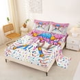 thumbnail image 2 of Castle Fairy Baseball Ice Cream King Sheets 4pcs, Sport Theme Dessert Bedding, Pink Blue White,1 Fitted Sheet, 1 Flat Sheet and 2 Pillowcases, 2 of 6